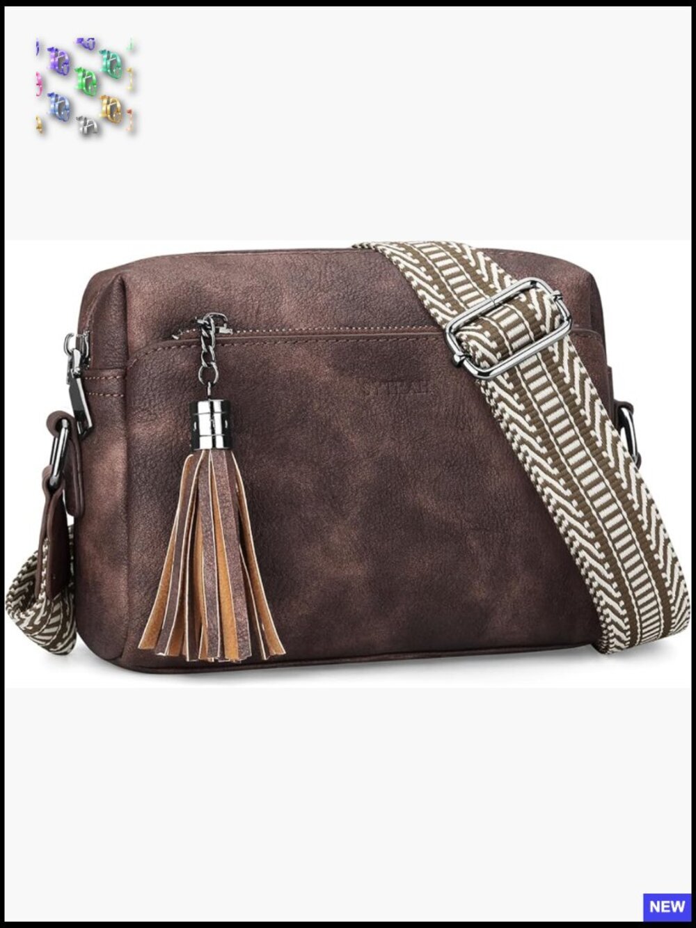 Eco-Friendly Vegan Leather Crossbody Bag Triple-Zip Anti Theft Lightweight